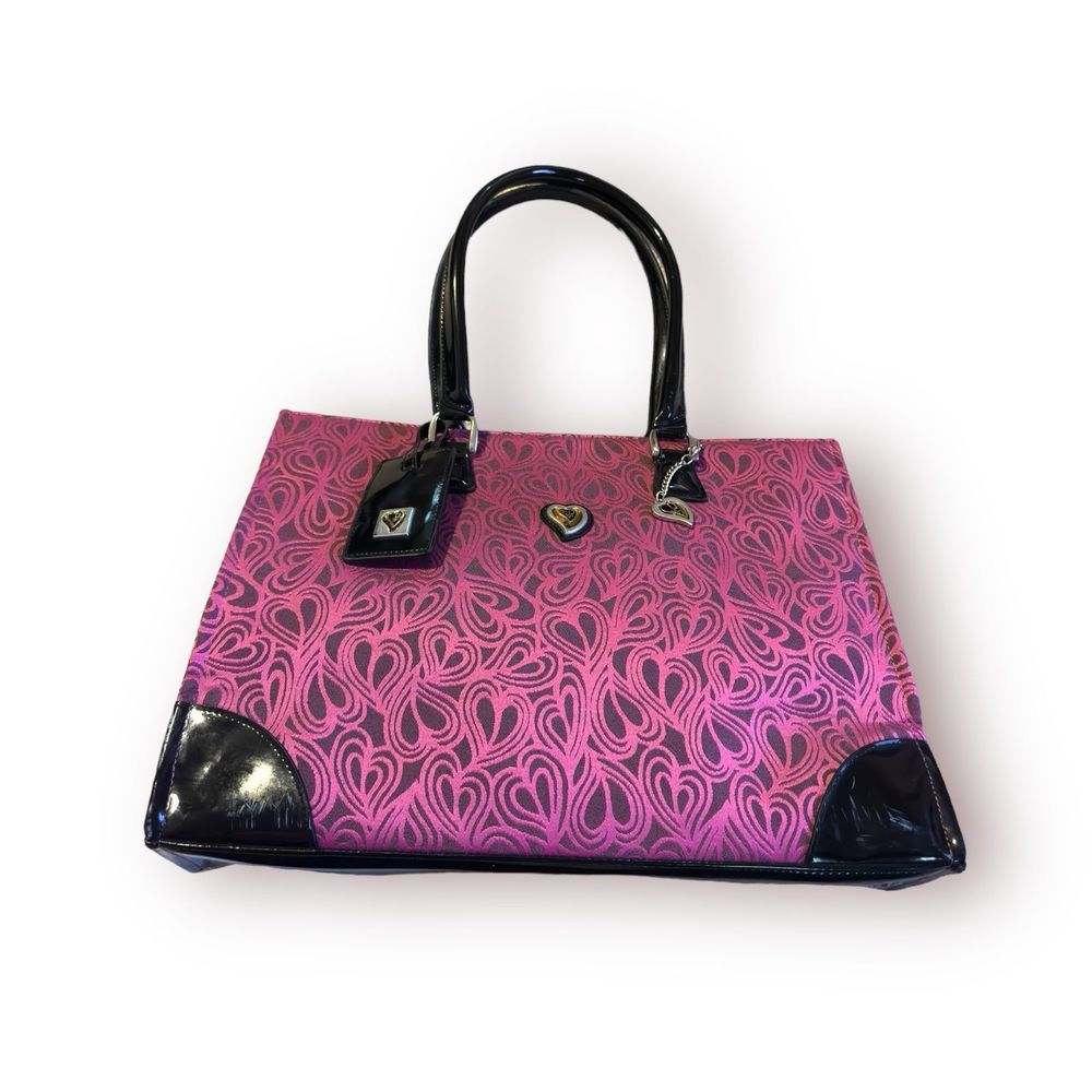 Diane von Furstenberg Large Tote Black Pink‎ Heart Luggage Weekender